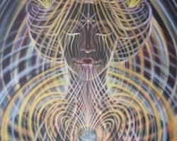 Amanda Sage visionary art painting sacred geometry interconnected web lace of existence, AI generated