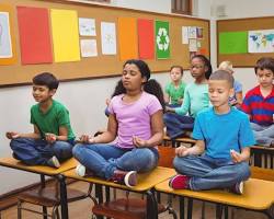 Image of children practicing mindfulness in a classroom