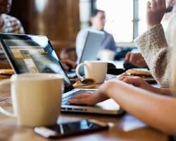 Image of person studying in a cafe