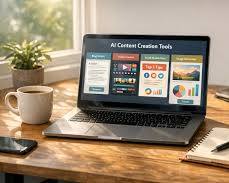 AI content creation concept writing posts and articles high quality photo، من إنشاء الذكاء الاصطناعي