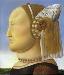 Battista Sforza (after Piero della Francesca) - Fernando Botero. Artist: Fernando Botero. Completion Date: 1998. Style: Naïve Art (Primitivism) - battista-sforza-after-piero-della-francesca