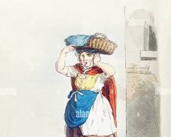 Illustration of a Billingsgate fishwoman from Picturesque Representations of the Dress and Manners of the English by William Alexander