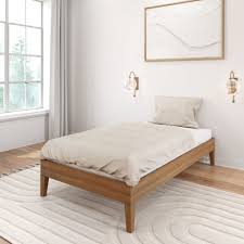 Amazon.com: Plank+Beam Solid Wood Platform Bed Frame, Strong Wood Slat Support, No Box Spring Needed, Easy Assembly, Pecan, Twin : Home & Kitchen