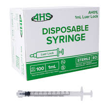 AHS Syringes, 1mL Luer Lock, 100/Box, AH01L | Med-Vet ...