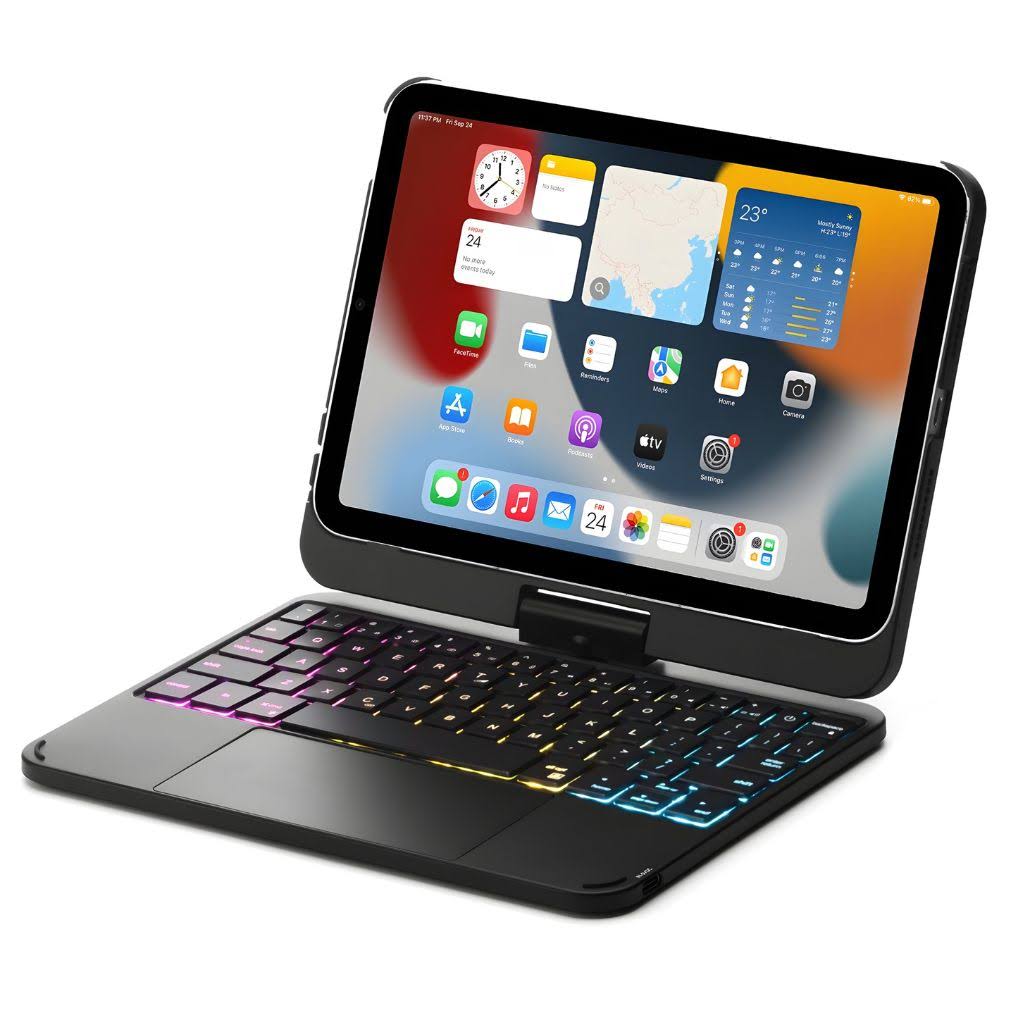 Best iPad Keyboard Case with Trackpad & Backlit Keys | Laptop-Style Design, iPad Mini 8.3′′ — Gen 6/7 (2021–2025) / Midnight Black