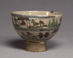色絵山水人物文茶碗の画像