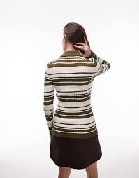 Topshop knit stripe button up long sleeve sweater in multi | ASOS