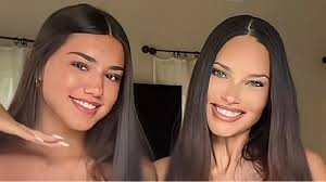 Adriana Lima 'se transforma' na filha com look e maquiagem da menina