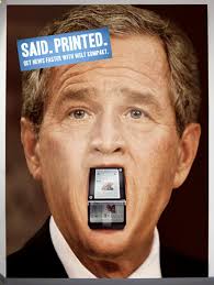 Title: Newspaper Dispenser Poster “Bush” Agency: Jung von Matt/Spree Creative Directors: Jan Harbeck, David Mously. via ihaveanidea - bush1