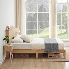 Amazon.com: Bed Frame with Rattan Headboard, Full Size Bed Frame with LED Lights, with Storage Headboard, No Box Spring Needed, Easy Assembly, Full Size : Home & Kitchen