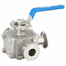 VNE, 1 in, 316 Stainless Steel, Manual Three-Way Ball Valve ...