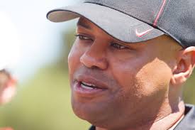 STANFORD,CA– August 24, 2013: David Shaw, head coach, talks to the media after the open practice at the Dan Elliott Practice Field Saturday… - David-Shaw_08242013_DE_146