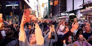 Clear skies are setting the stage for the summer's final Manhattanhenge over New York City