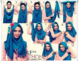 Hasil gambar untuk cara memakai kerudung segi empat