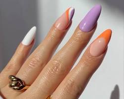 Hình ảnh về Orange Purple nail design