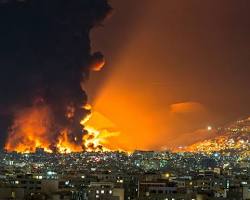 Plumes of smoke following strikes along strategic coastal corridors in the Gulf, AI generated