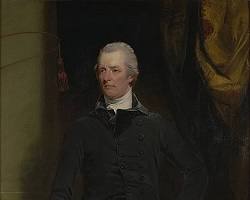 Image of William Pitt the Younger portrait British Empire map late 18th century Napoleonic Wars Act of Union 1801 Battle of Trafalgar 1805 William Pitt the Younger addressing House of Commons portrait by John Hoppner statue of William Pitt the Younger 10 Downing Street