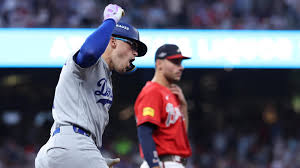Baseball game action during an MLB playoff matchup