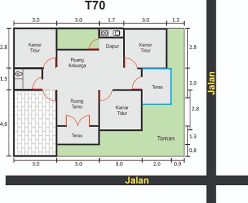 Denah Rumah Hook Satu Lantai