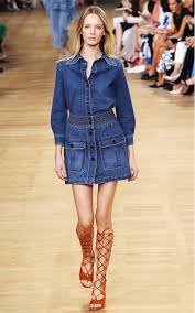 Image result for images of denim dresses on the runway