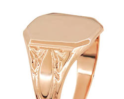 Image of Engraved Rose Gold Signet Ring for men