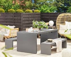 Image of Concrete patio table and chairs