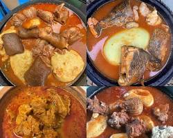 Image of Fufu, Ghanaian pounded cassava and plantain dish