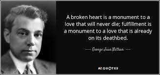 George Jean Nathan quote: A broken heart is a monument to a love ... via Relatably.com