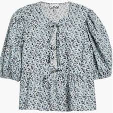 Ganni | Tops | Ganni Womens Broderie Anglaise Blouse Blue | Poshmark