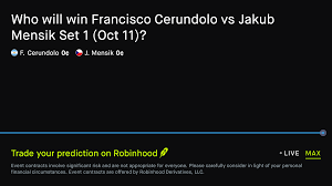 October 11, 2026: Francisco Cerundolo vs Jakub Mensik: Set 1 Winner Prediction Market