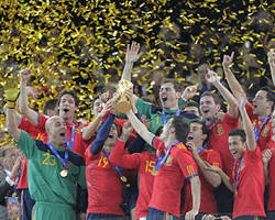 seleccion espanola de futbol festejando copa, generada por IA