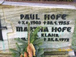Grab von Paul Hofe (07.04.1903-28.01.1955), Friedhof Walle