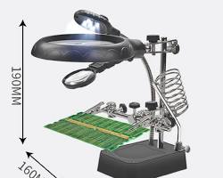 Imagen de Lupa grande con soporte de soldadura y luz potente 10x 20x