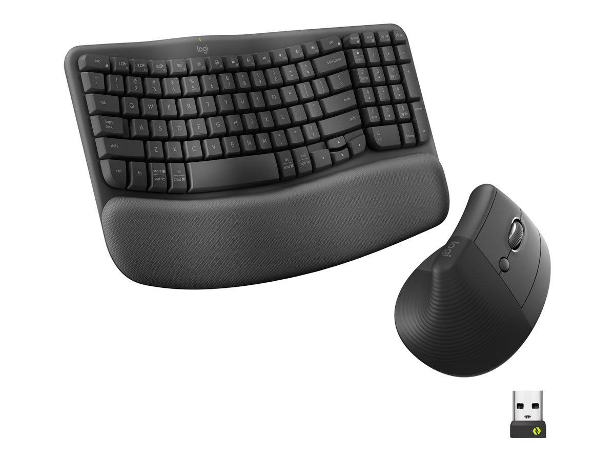 Logitech Mk670 Comfort Wave Wireless Keyboard & Mouse Combo Home Office Active Lifestyle Modern Bundle Portable Wireless