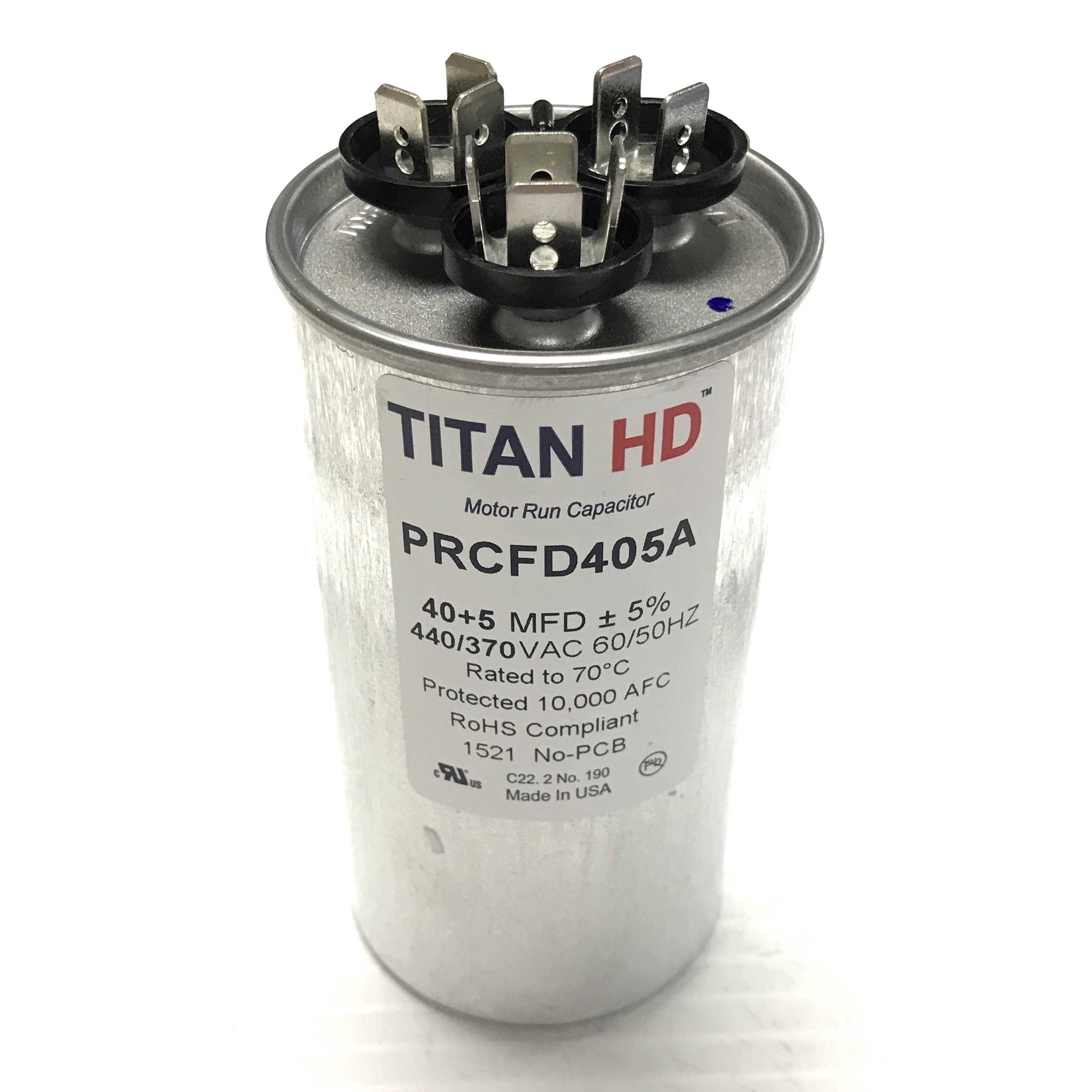 Titan HD prcfd405a 40/5 MFD Round Dual Motor Run Capacitor