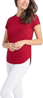 Cupio Favorite Basic Juliana Crepe Solid Shirttail Hem Cap Sleeve Knit Top - Product from Amazon.com