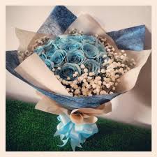 Image result for karangan bunga mawar biru