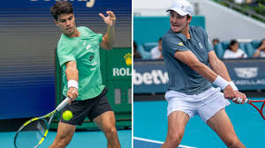 Carlos Alcaraz prepares for his match against Joao Fonseca in Miami