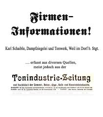 Dachziegel-Archiv: Karl Schaible, Dampfziegelei und Tonwerk (Weil ...