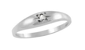 Domed Victorian Vintage White Gold Baby Diamond Ring Circa 1900 — Antique Jewelry Mall