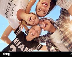Image of group of college students laughing on a beach
