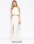 White halter neck maxi dress