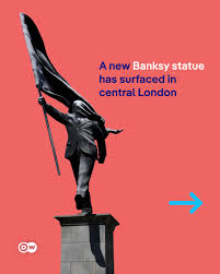 Famous street artist Banksy confirmed in an Instagram post that he is behind the new monument in central London. The sculpture shows a suited man stepping forward while holding a flag that covers his face. #DWNews