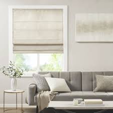 Madison Park Galen Cordless Roman Shades - Fabric Privacy Single Panel Darkening, Energy Efficient, Thermal Insulated Window Blind Treatment, for Bedroom, Living Room Decor, 33" x 64", Ivory