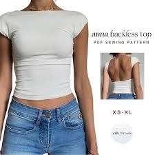 Y2K Backless T-shirt Pattern | XS-XL | Instant Download | Easy Digital PDF | Sewing Pattern | Beginner Friendly - Etsy