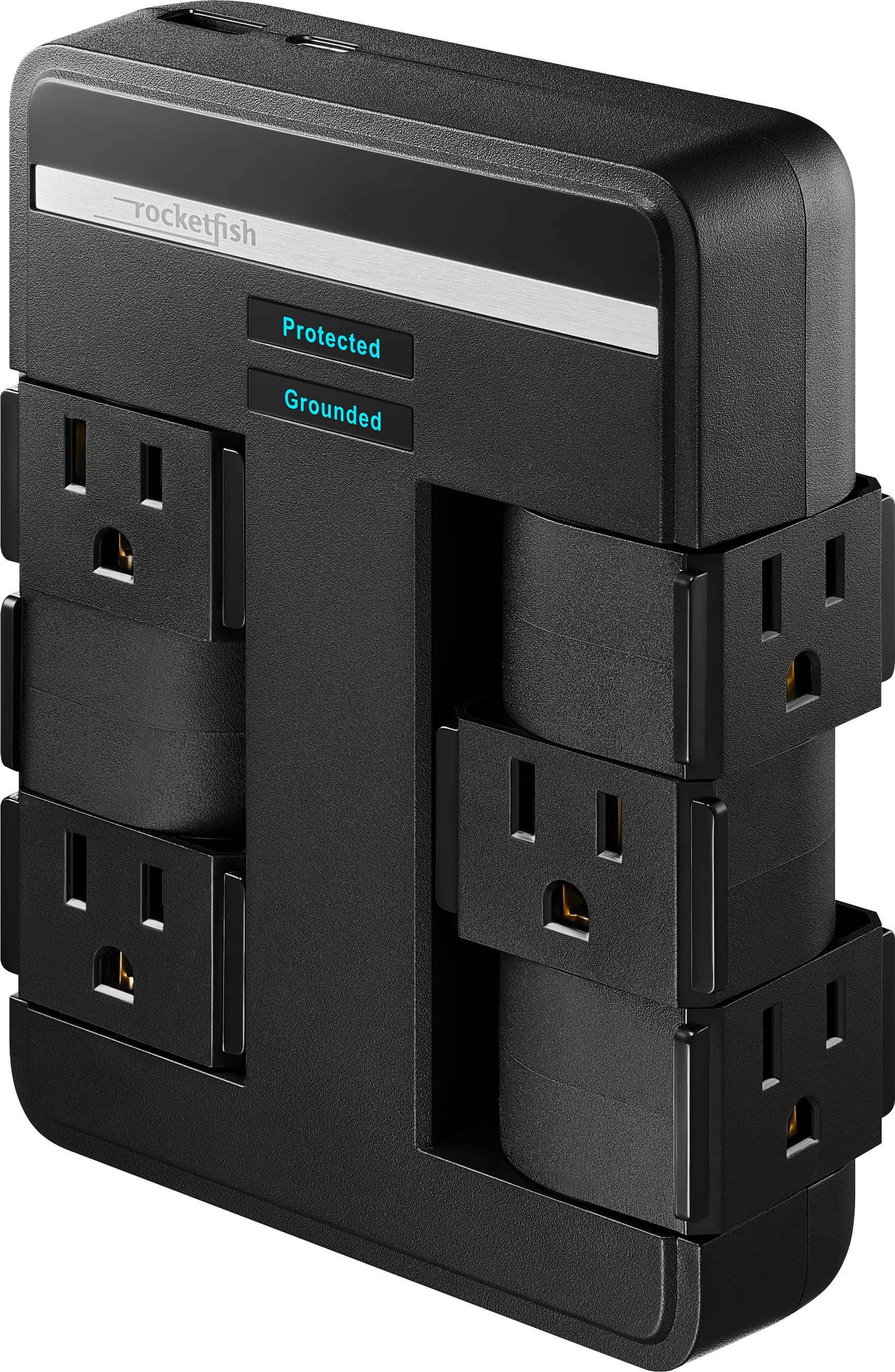 Rocketfish 6-Outlet/1-USB/1-USB-C Swivel Wall Tap 2,100 Joules Surge Protector