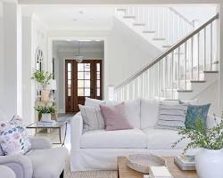 Image de living room with matching patterned throw pillows on two sofas