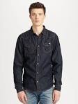 Mens black denim shirt