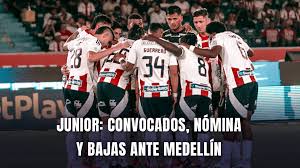 Junior hoy: Posible nómina, convocados y bajas ante Medellín
