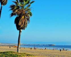 Image of California beach with sunny weather